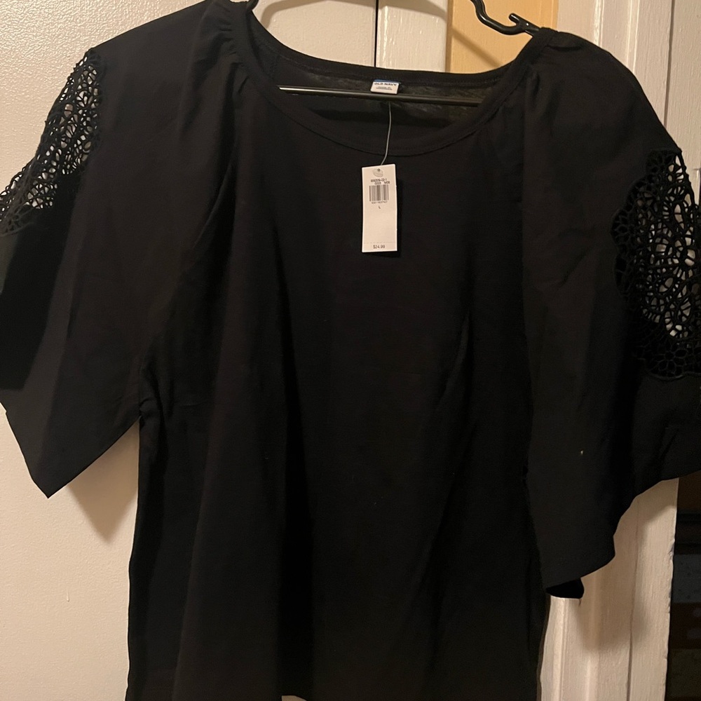 Old Navy Elegant Black Blouse with Lace Accents